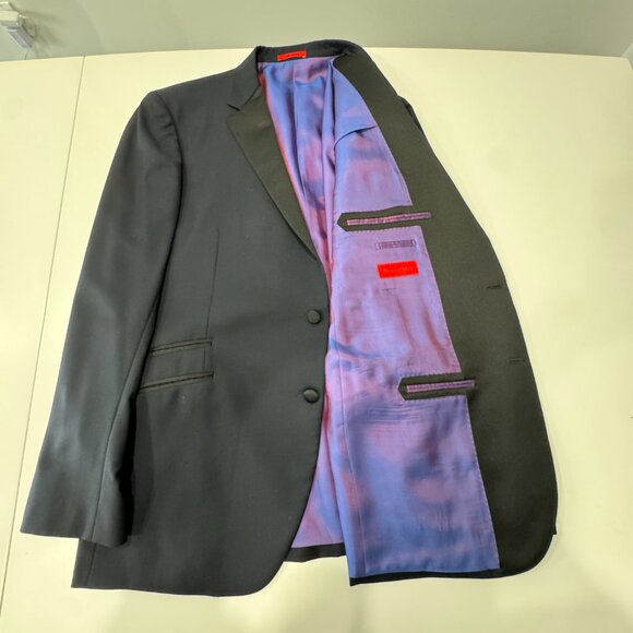 Italian Bartorelli Napoli Black satin Lapels Wool Formal Tuxedo Jacket,  Size 58 - Picture 7 of 17